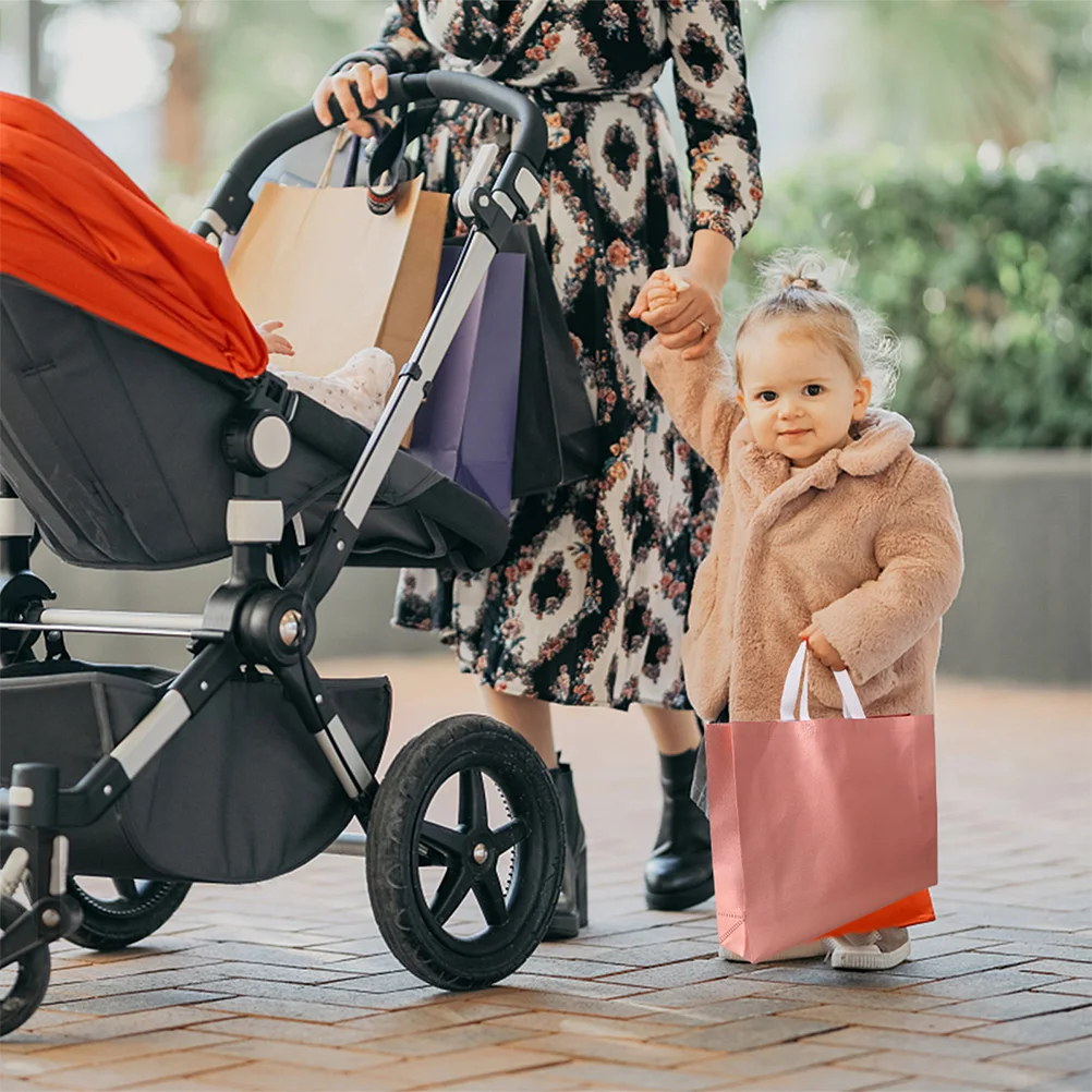 

1Set Large Capacity Non-Woven Fabric Portable Gift Bags Rose Gold Foldable Packing Bags for Shopping Party Use