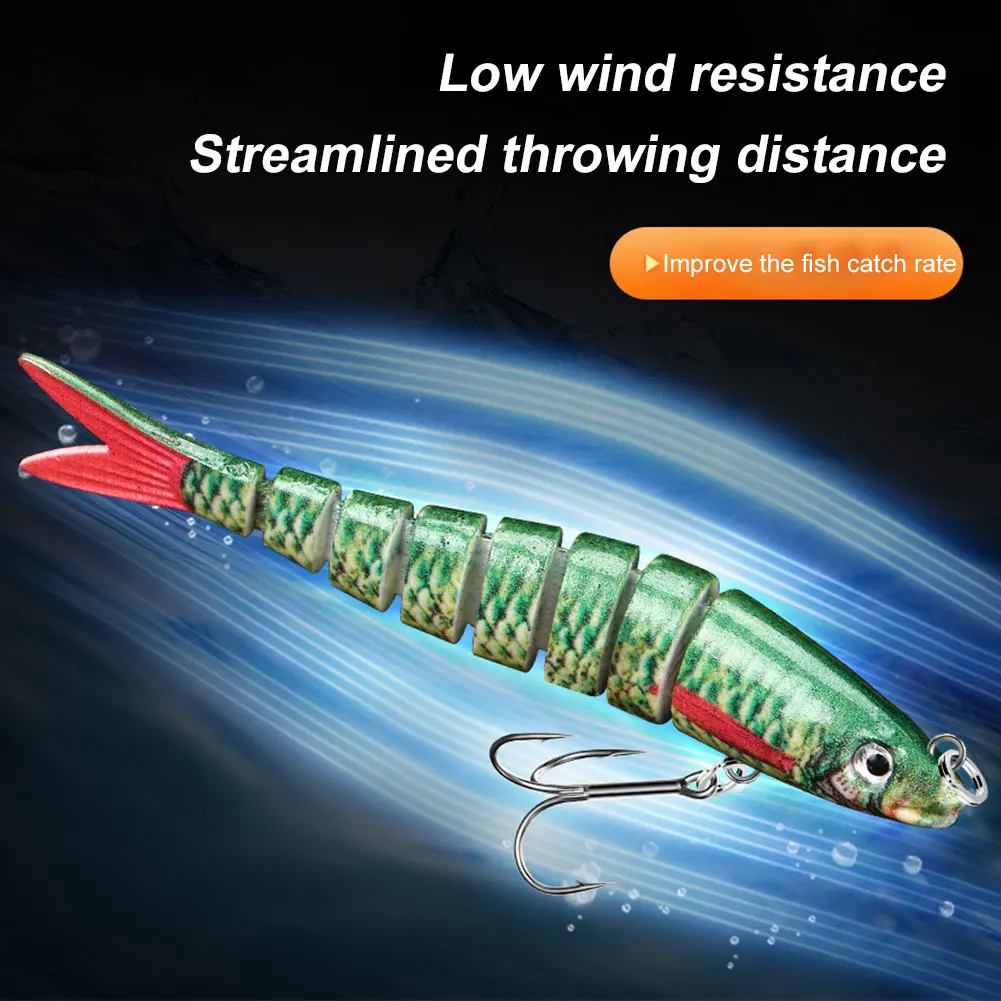 5 قطعة طعوم سباحة متعددة المفاصل مع خطافات ثلاثية متعددة الأقسام طعم صلب غرق المتذبذب طعوم صيد السمك لسمك السلمون المرقط بايك باس