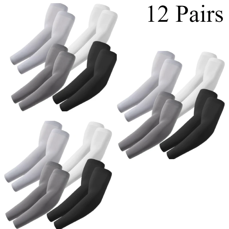 

12 Pairs Outdoor Sports Sunscreen Sleeves - UV Resistant Ice Arm Protectors for Cycling, Driving & Hiking, Quick Drying