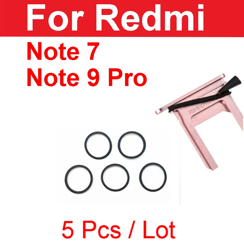 5PCS SIM Card Tray Waterproof Rubber Seal Ring Gasket For Xiaomi Redmi Note 9 Pro RedRice Note 7 9Pro Circle Holder Repair Parts