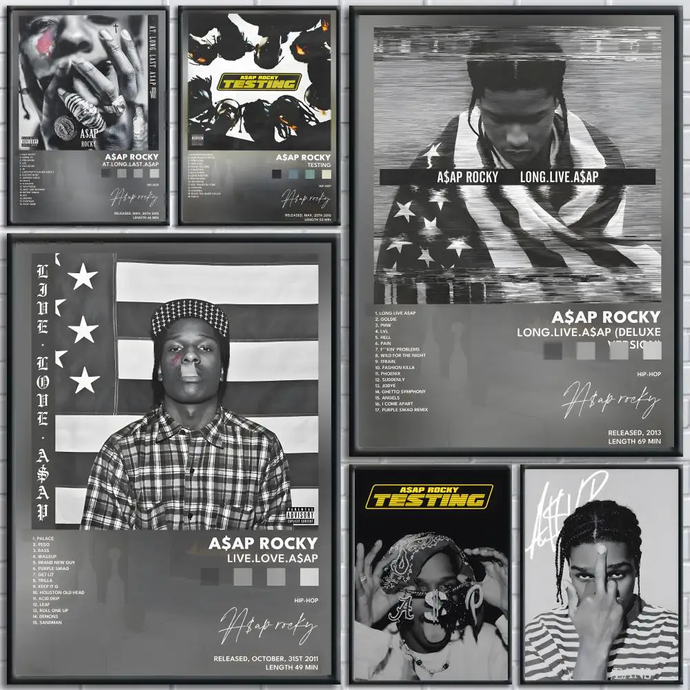 مغني الراب A-ASAP روكي اللوحة الخط HD طباعة شخصية قماش جدار جدارية الفن صور لغرفة المعيشة ديكور المنزل