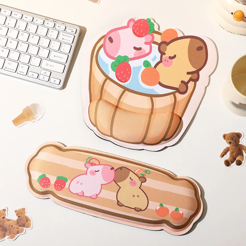 

Capybara bathing Wrist rest mousepad Thick anti slip mouse pad Protect wrist Rebound memory sponge cute Mouse pad Gaming mats