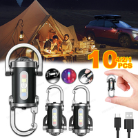 Ultra Bright Keychain Flashlight USB Type C Charging 6 Modes Mini COB Work Light Waterproof Outdoor Emergency Tool  camping gear
