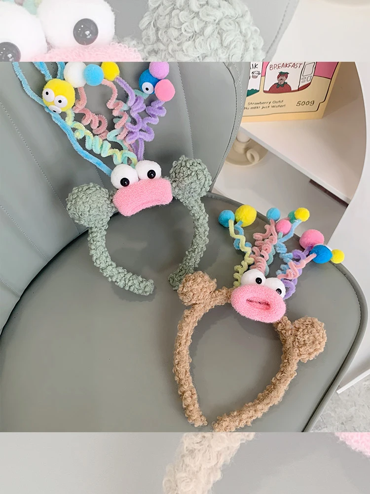 Lustiges Stirnband, Ornament, Reifen, Band, DIY-Haarschmuck, süßes kleines Monster, Wollrolle, Kopfbedeckung, Happy Swing, süßes Weihnachts-Stirnband – Detail 16
