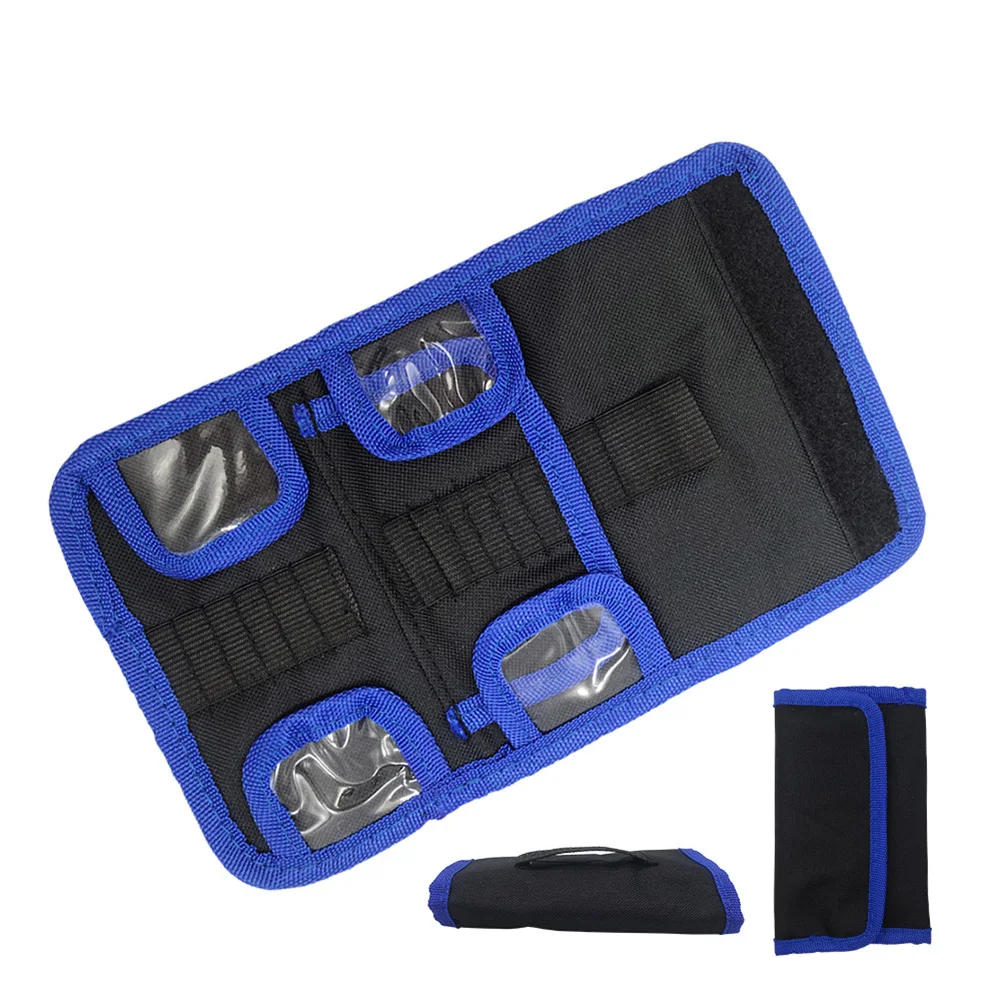 For Outdoor Use Drill Bit Organizer Tool Bit Pouch Black Key Ring Loop Oxford Fabric Zipper Enclosure For Crafts