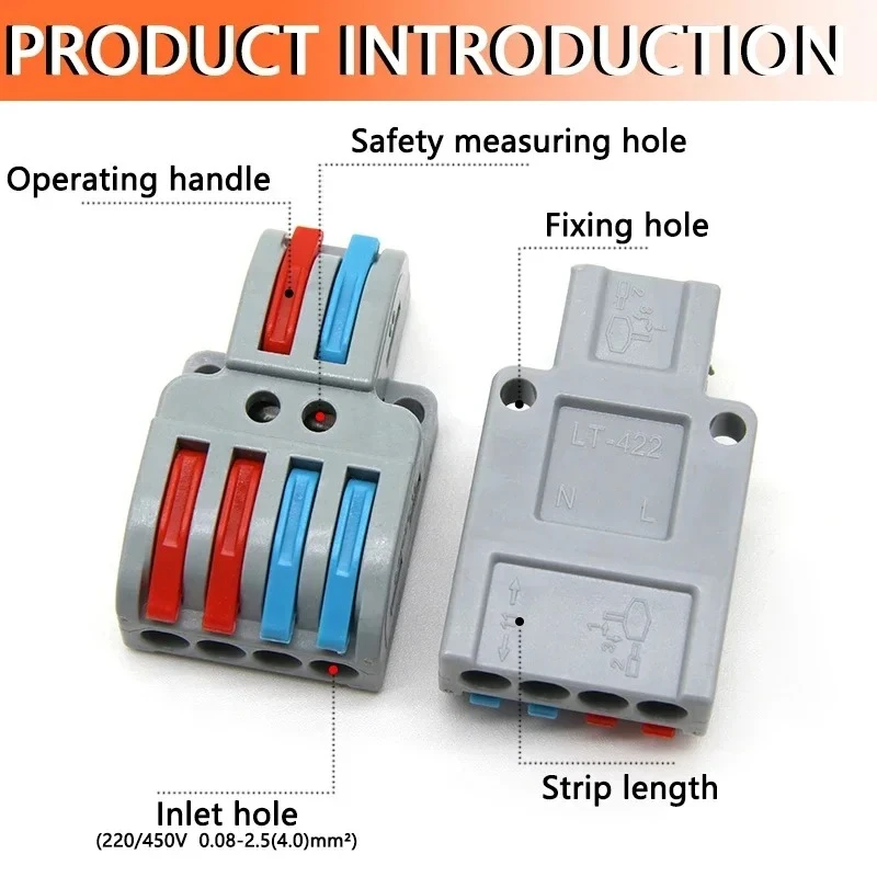 

1~100pcs Quick Butt Wire Connector PCT 1/2/3/4/5 Push-in Universal Compact Splicing Wiring for DIY Home Electric Terminal Block