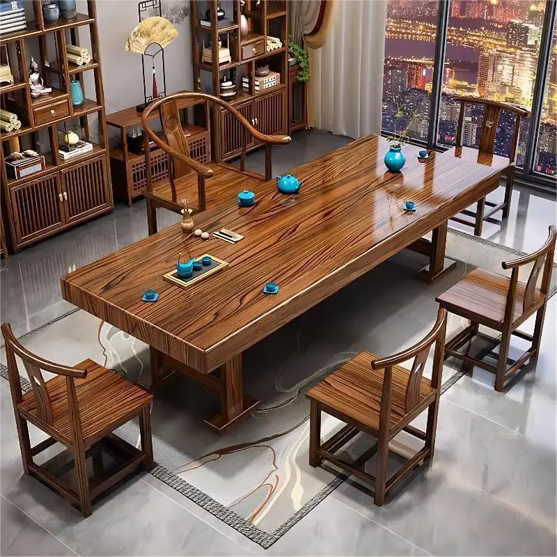 

Solid wood, large board, tea table, chair combination, new Chinese style, tea table, home, office, meeting guests