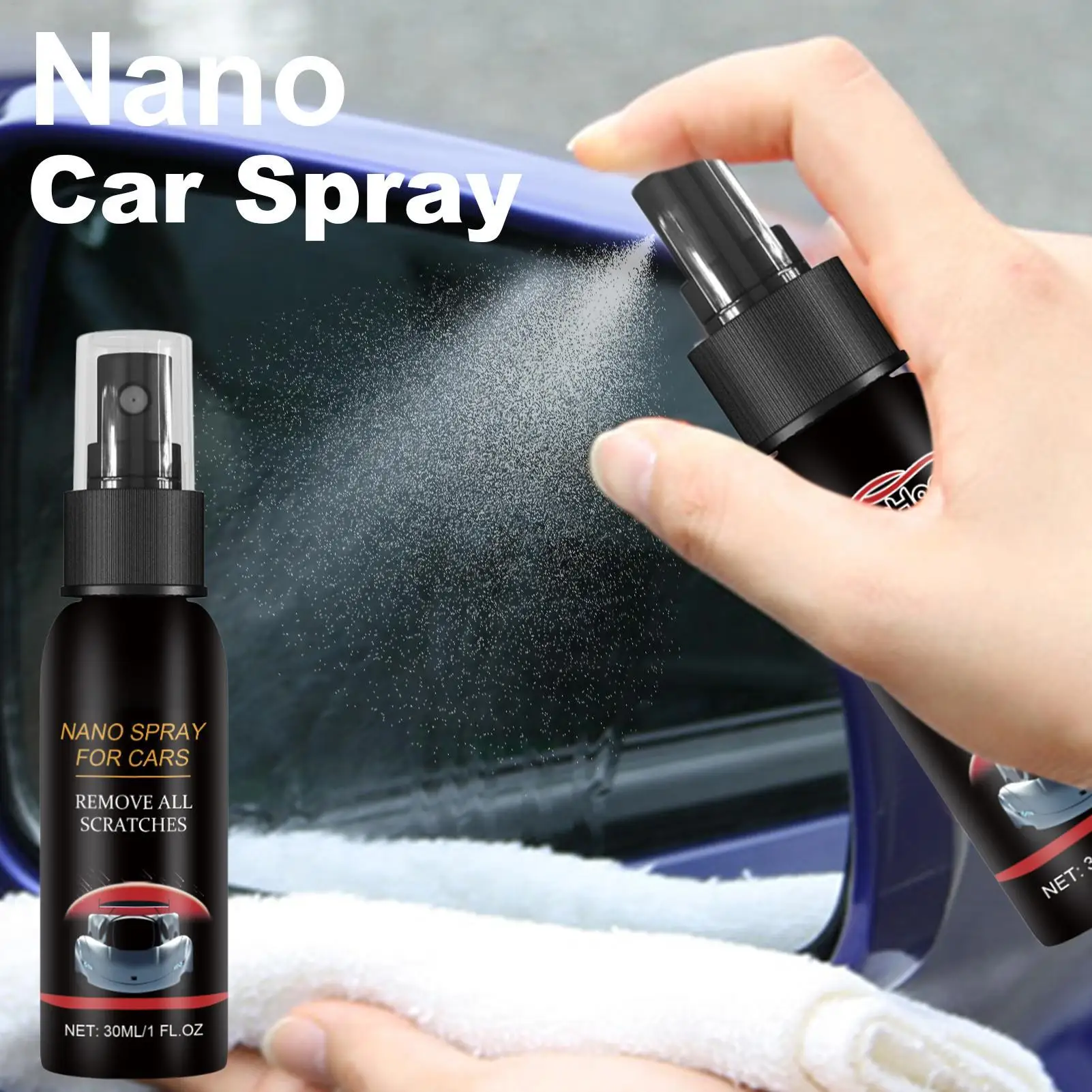 Spray Nano para Autos de 30 ml, Revestimiento Cerámico Rápido, Cera Líquida para Pulir, Agente Renovador, Protección de Pintura para Autos, Motocicletas, Vehículos Recreativos