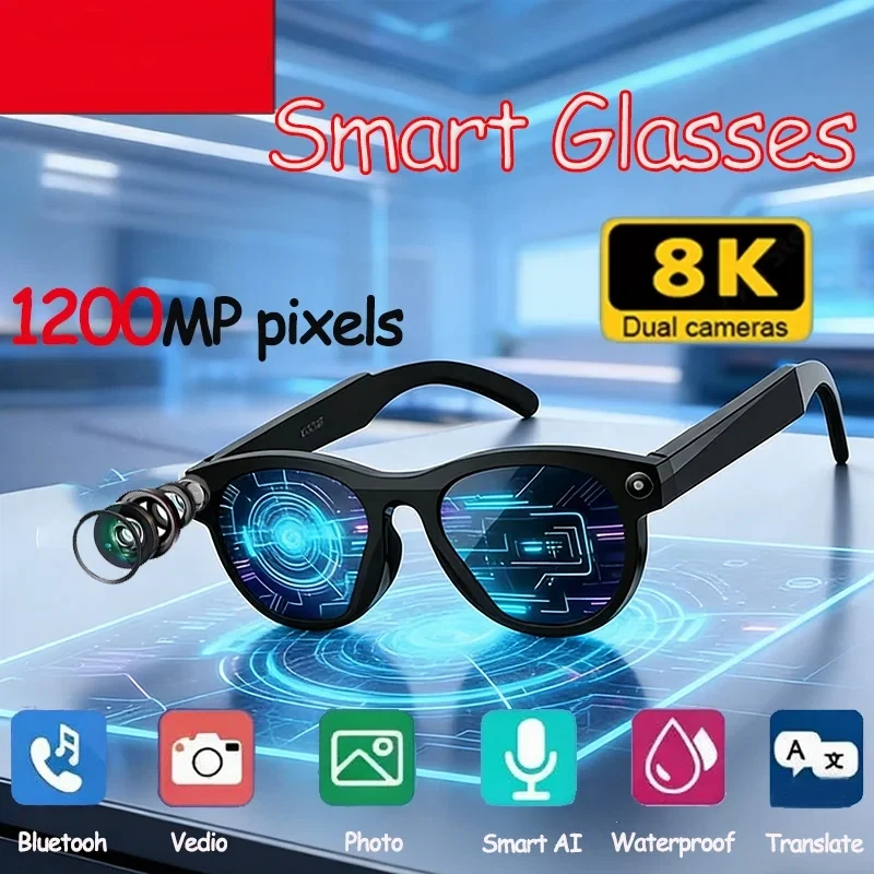 

AI Smart Glasses New 8K Smart AI Glasses HD Color Changing Translate Camera Bluetooth Call Voice Assistant Music Control