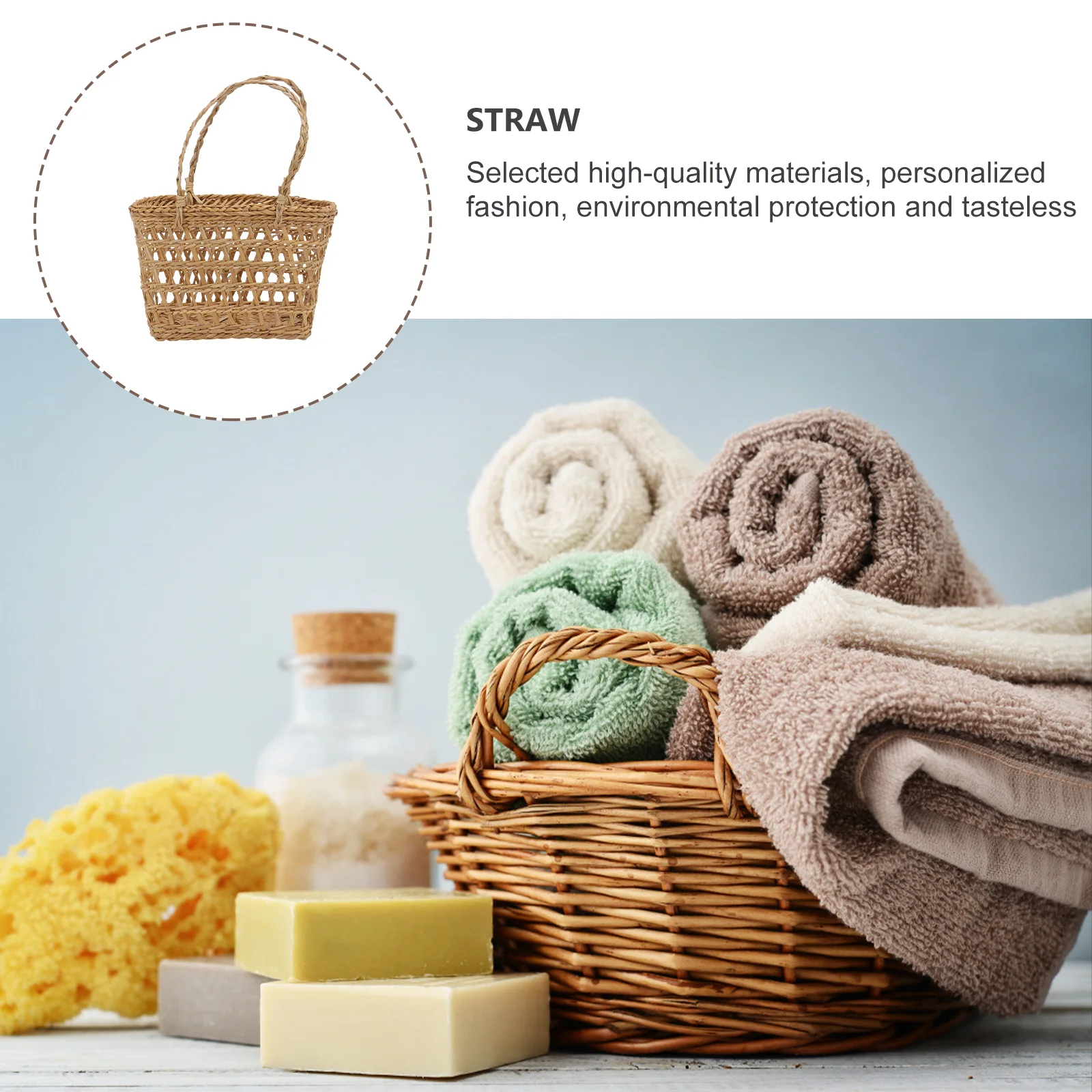 

2Pcs Straw Woven Flower Baskets Small Size Square Base Handmade Rattan Craft Home Decor Storage Basket Plant Pot Holder