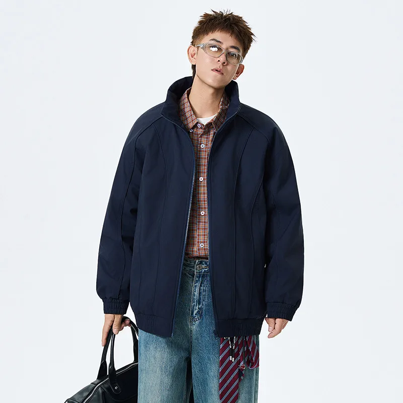 ملابس قطنية للرجال من GIOIOM، سترة شتوية جديدة سميكة ودافئة بياقة واقفة مقاومة للماء مع حشوة من القطن الخالص #2