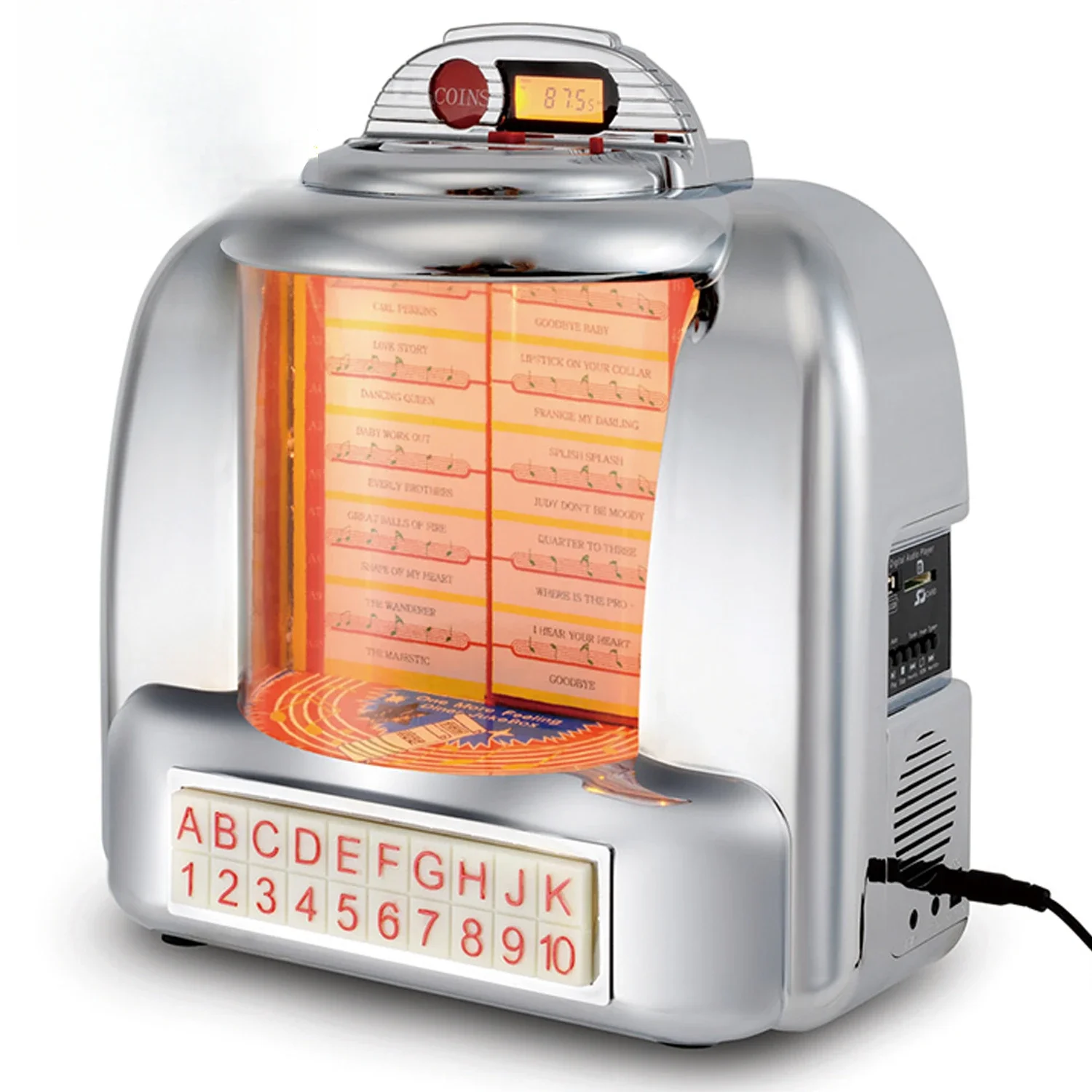 Retro zilveren eettafel jukebox luidspreker Amerikaanse jukebox wallbox bluetooth-luidspreker