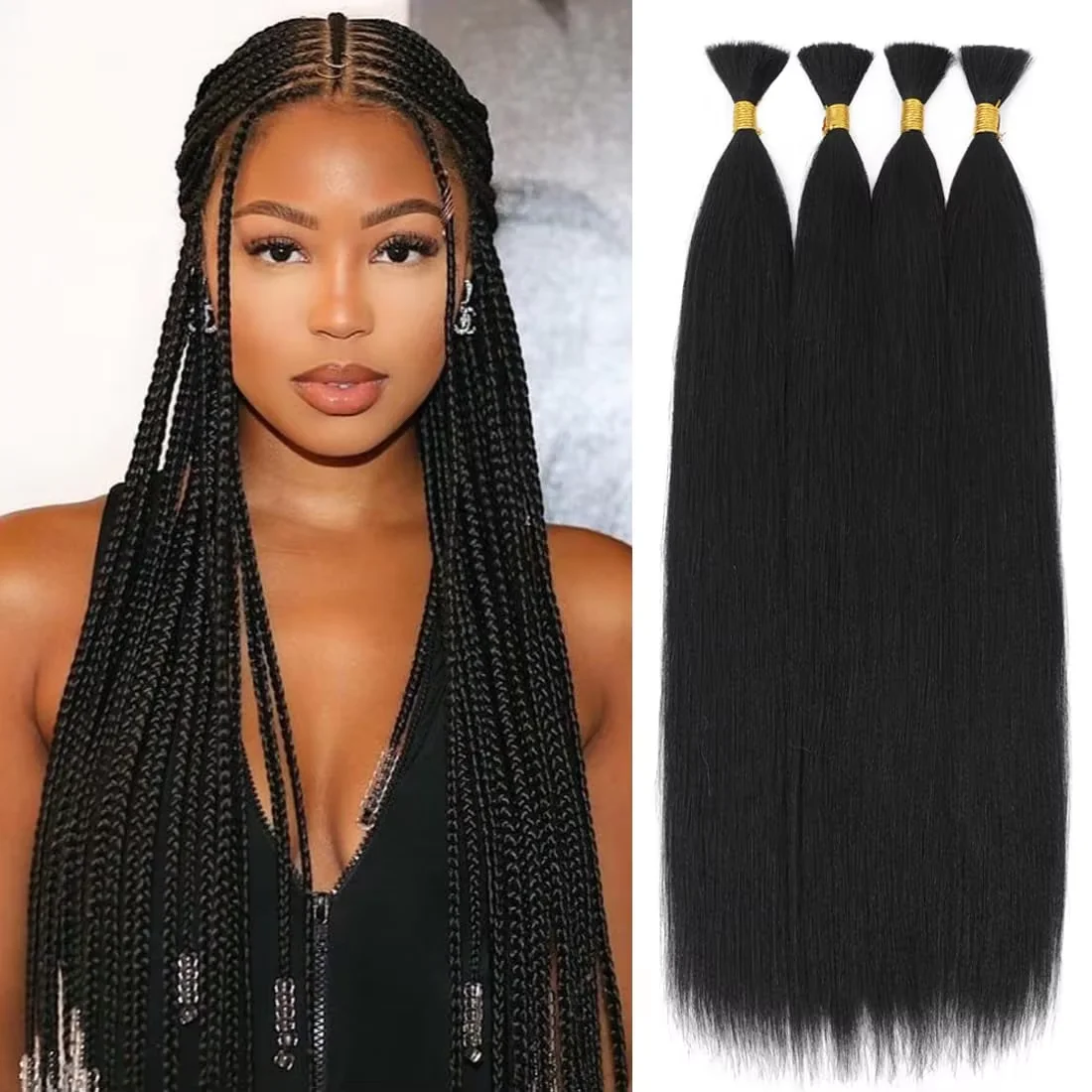 Bulk Straight for Braiding Straight Brazilian Virgin No Weft Brazilian Remy Hair Extensions 50 Grams 100% Brazilian Human Hair