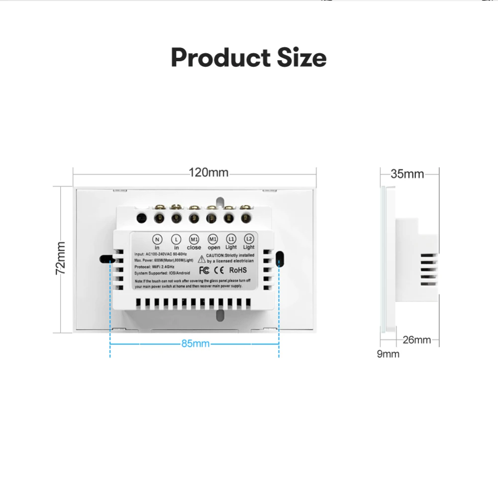 Aubess-Lámpara inteligente Tuya 2 en 1, Interruptor táctil de pared con Wifi, funciona con la aplicación Smart Life, Alexa y Google Home