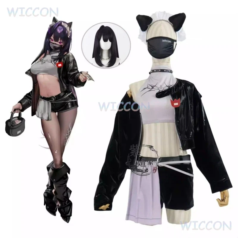 

6'h\b/5;e,8\v,5/ Costume Sexy Suit Game NIKKE Goddess Of Victory Sin Cosplay Wig Women Girls Halloween Partd;5'b\7/m'
