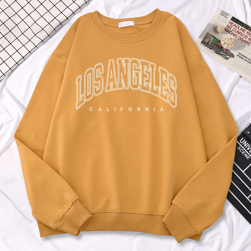 Casual Autumn Pullover For Women Los Angeles California Letter Printing Hoodies Fleece Soft Sweatshirt Loose Warm Ladies Clothes