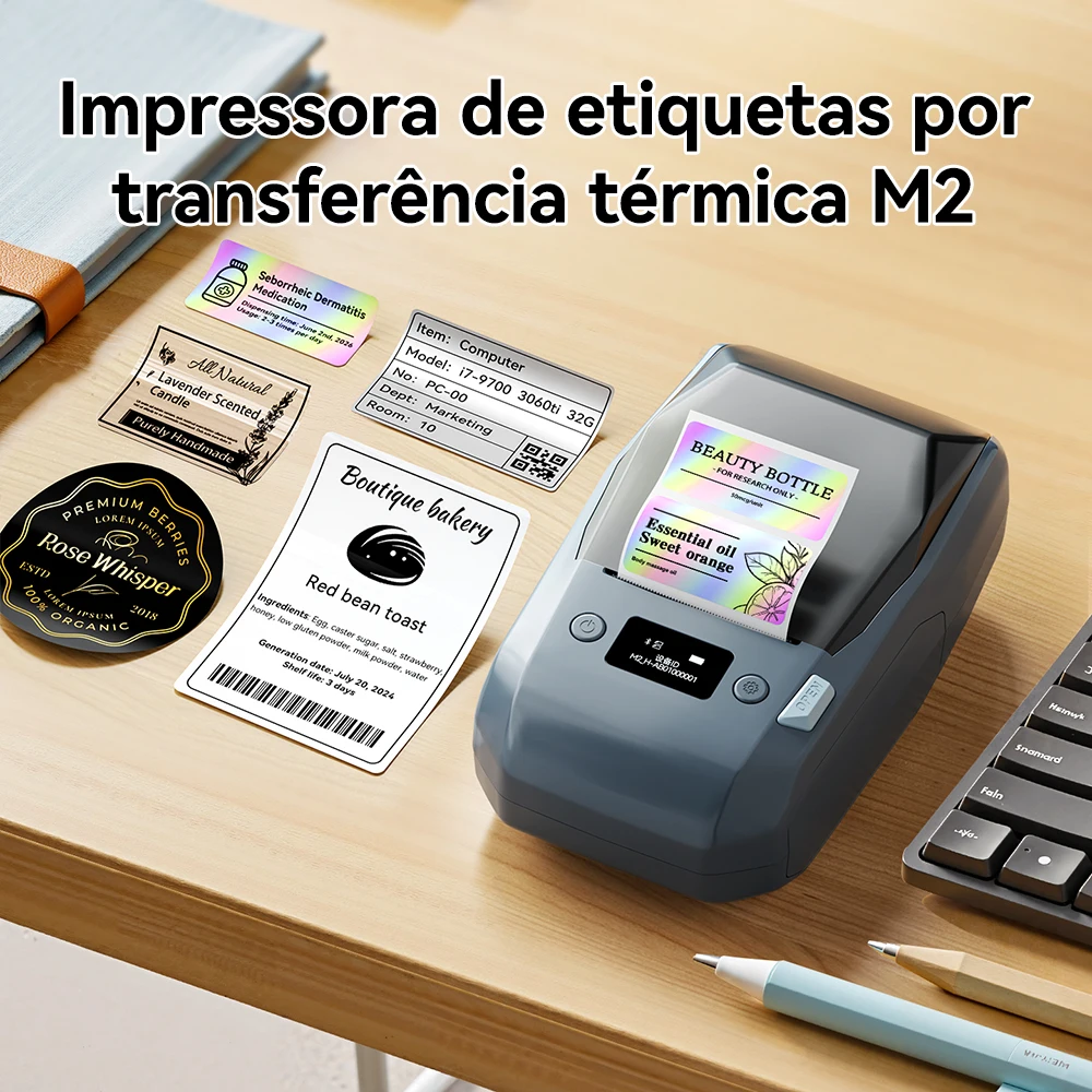 Niimbot M2 Impressora de Etiquetas de Transferência Térmica Portátil Multi-função Máquina de Fabricante de Etiquetas para Roupas de Escritório Tag Cabo de Alimentação