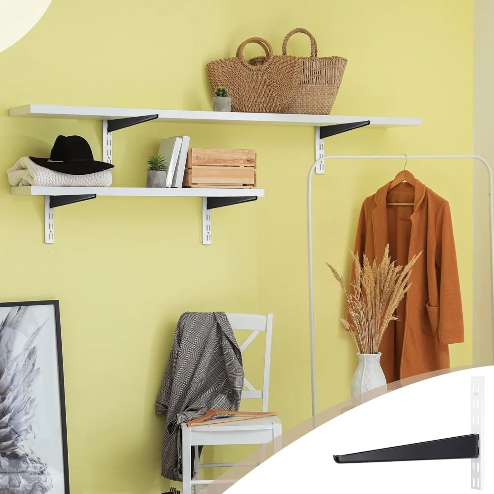 منظم خزانة مزدوج المسار عالي التحمل مع 20 دعامة رف سلكية سوداء قابلة للتعديل، 16.5 بوصة لتخزين معزز #5