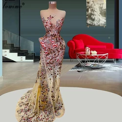 Bling Bling Crystals Prom Dresses Luxury Illusion Evening Dresses For Women 2022 Sleeveless Celebrity Dresses Robe De Bal