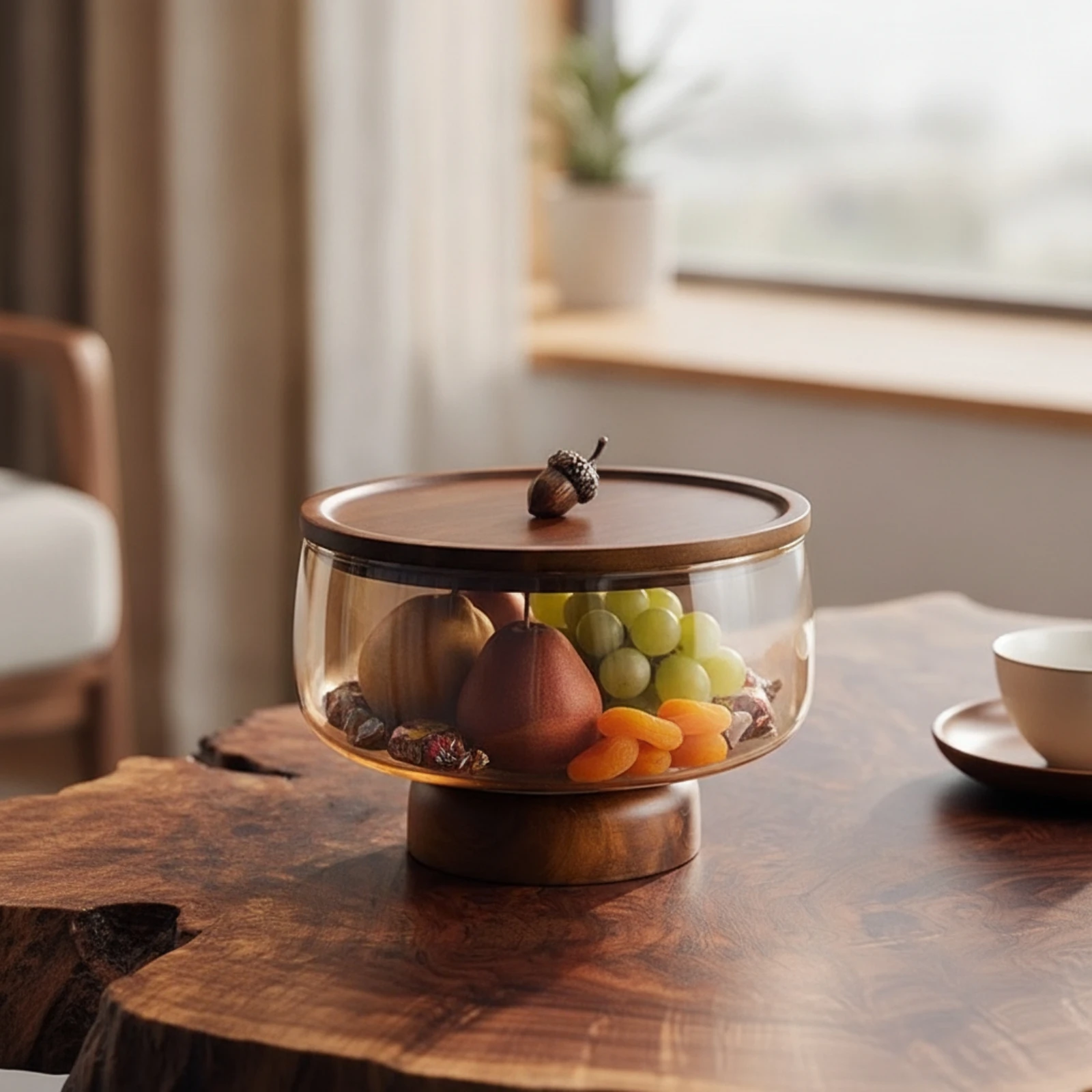 Glass Bowl with Stand Modern Glass Bowl with Lid Versatile Long-Lasting for Kitchen, Living Room