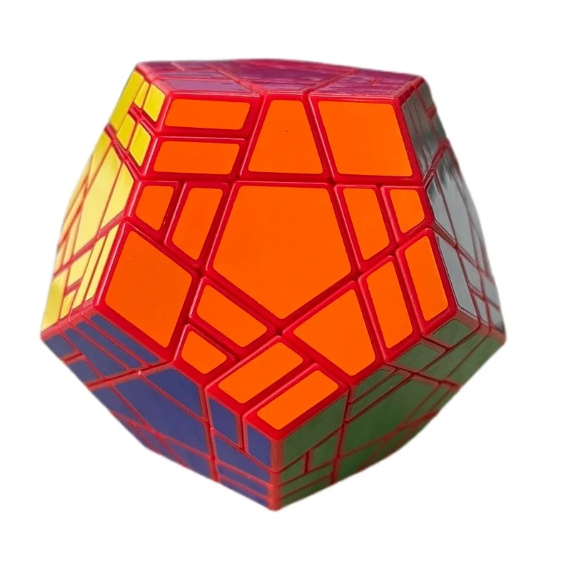 Aj split megaminx edição limitada cubo mágico 5x5 dodecaedro twisty quebra-cabeça cubo mágico cubo vermelho inteligência brinquedo presente do miúdo