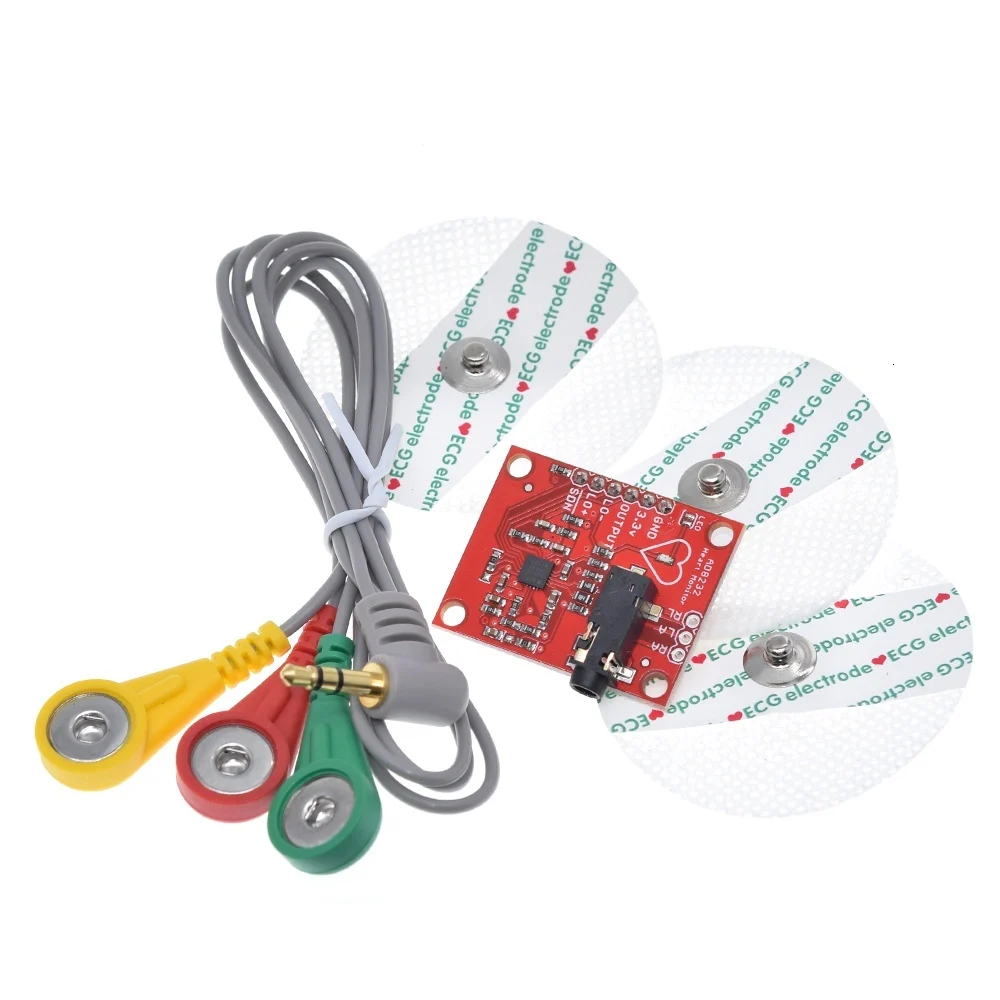 GREATZT 1/2Set Ecg module AD8232 ecg measurement pulse heart ecg monitoring sensor module kit for Arduino