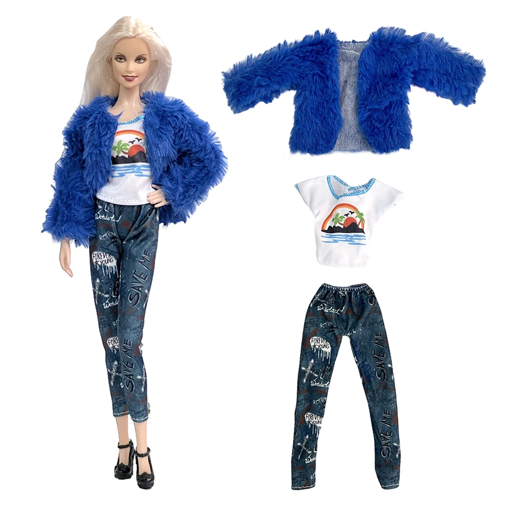 

3 Items/Set Fashion Fur Coat 1/6 Doll Dress+ Vest+Trouseres Outfits Winter 11.5 Inch Doll Clothes Doll Dollhouse Accessories