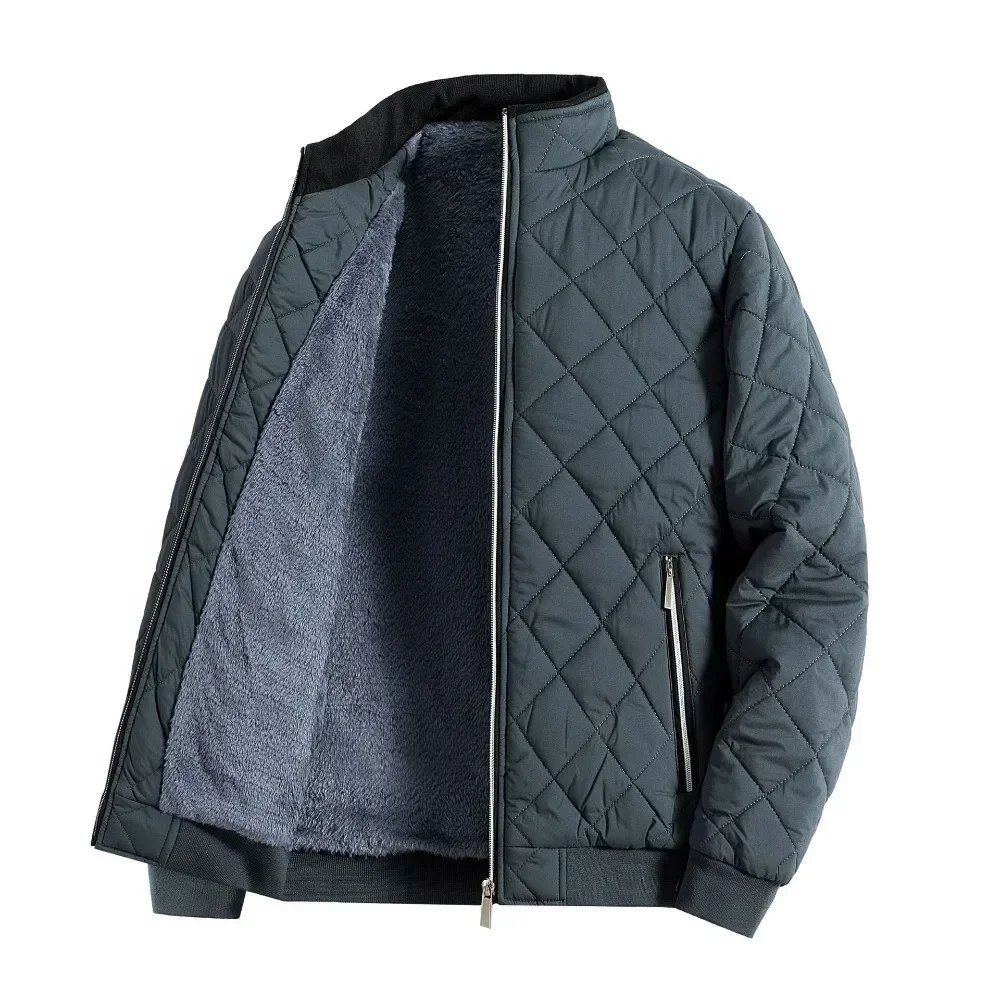 TPJB Autumn and Winter Parkas Men's Jacket Baseball Collar Wind Proof Waterproof Jacket Checker Diamond Casual Coat