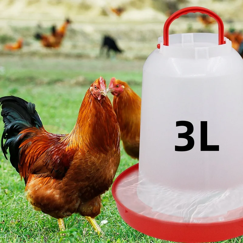 2Pcs 3L Automatic Chicken Coop Water Dispenser Chicken Water Dispenser Water Outlet with Switch Plastic Poultry Drinking Bucket