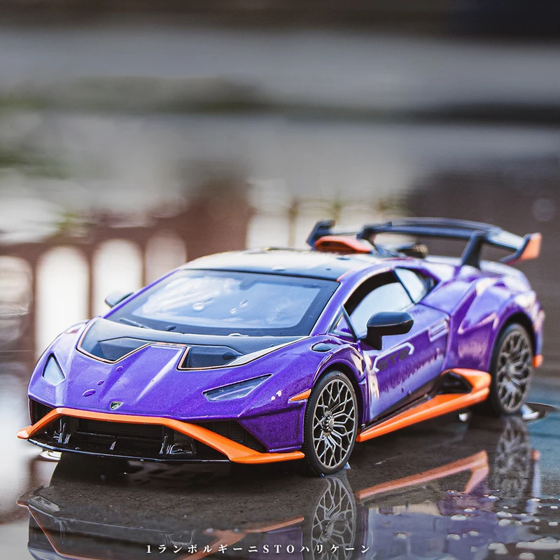 1:32 Lambos Huracan STO Alloy Model Car Toy Diecasts Metal Casting Sound and Light Pull Back Car Toys For Children Vehicle