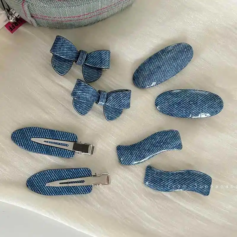 

Denim series hairpin 2025 new high-end side clip bangs makeup hairpin