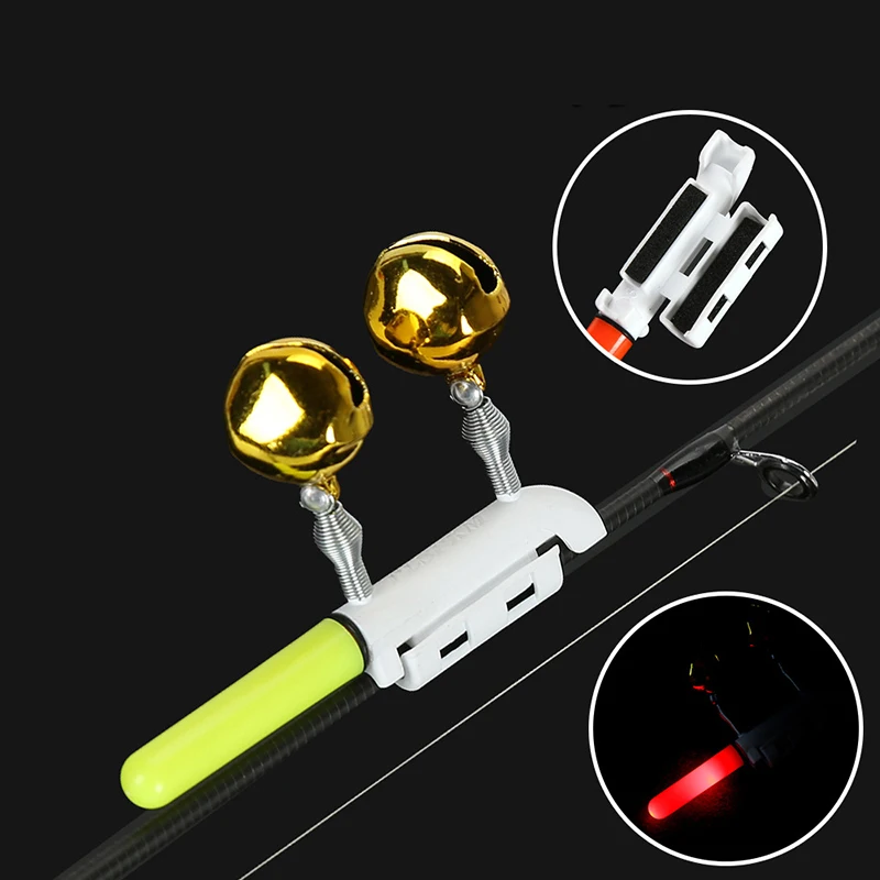Impermeável dupla cabeça Jogando Rod, luz eletrônica, vara luminosa, LED Flash, Bell removível, Night Tackle, 1PC