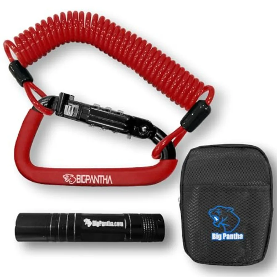 

Motorcycle Helmet Lock and Security Cable - Carabiner Combination Lock Secures Your Helmet, Jacket, Gloves, or Bag - Helmet Loc