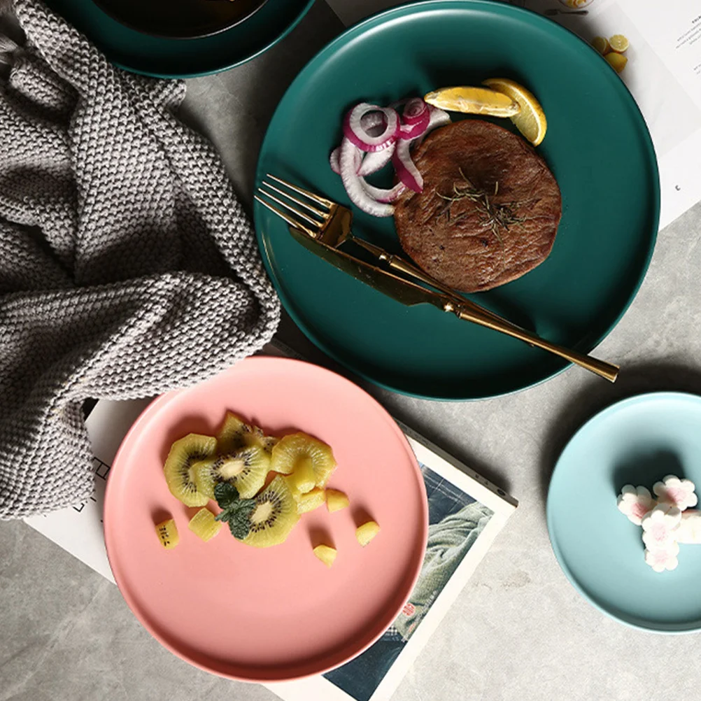 

1Pcs Ceramic Steak Plate 6 Inch Pink Round Tableware Suitable for Western Food Serving Party Meals Ceramic Steak Plate