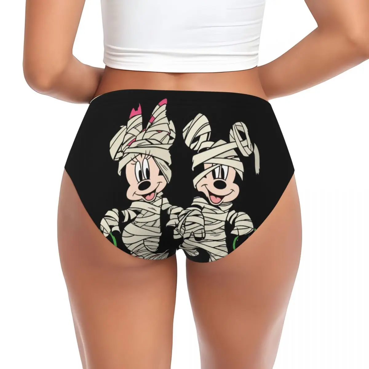 Slip personalizzati di Topolino Minnie Mouse Intimo da donna Mutandine di zucca di Halloween elasticizzate traspiranti