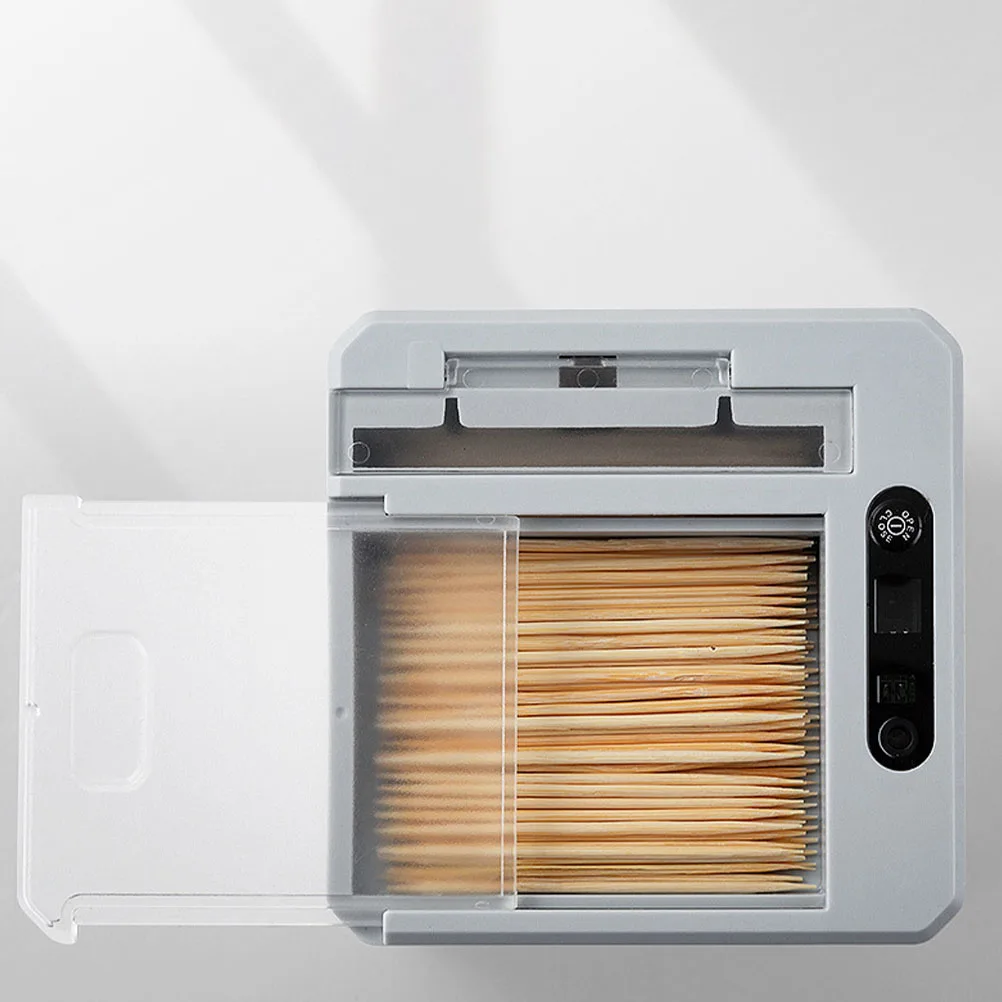 

1pc Automatic Toothpick Box Grey Intelligent Sensing Technology Compact Design For Home Hotel Use Infrared Sensor Toothpick