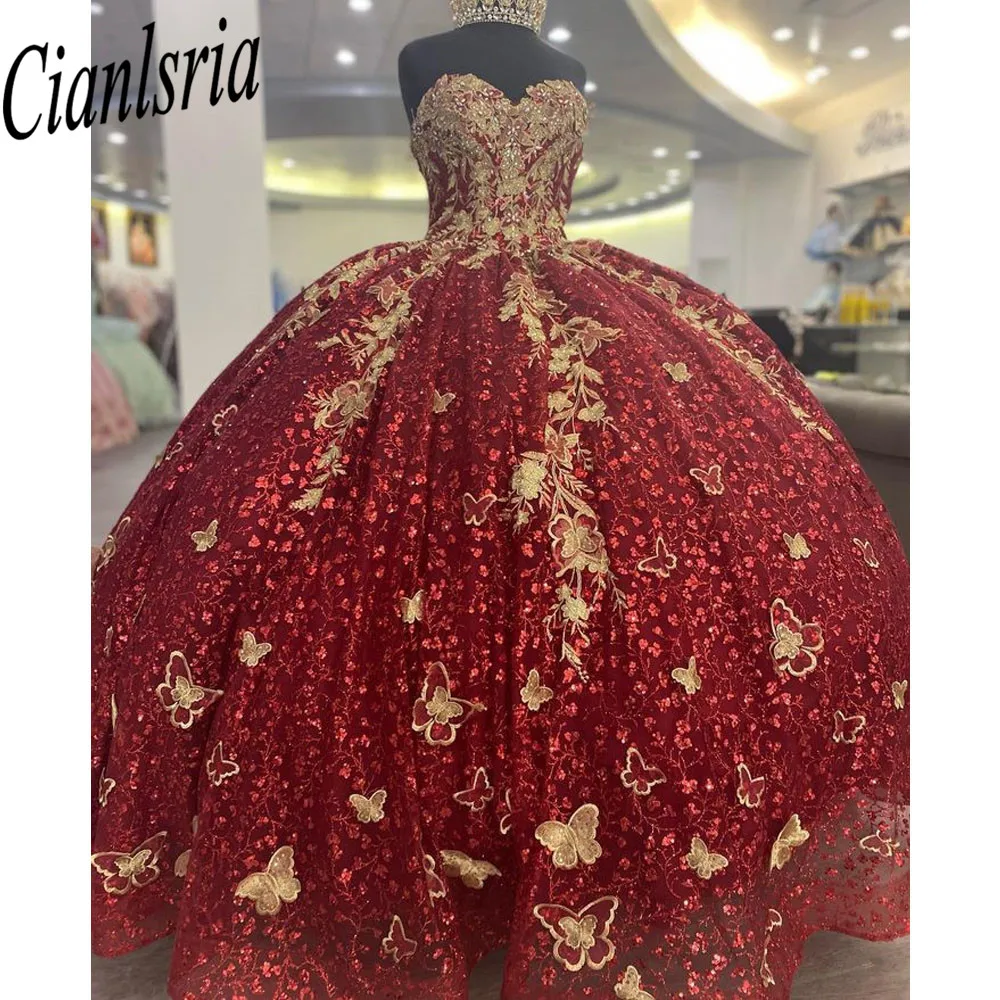 Red Sweetheart Quinceanera Dresses Princess Sweet 15 Years Girl Birthday Party Dresses with Appliques vestidos de quinceañera