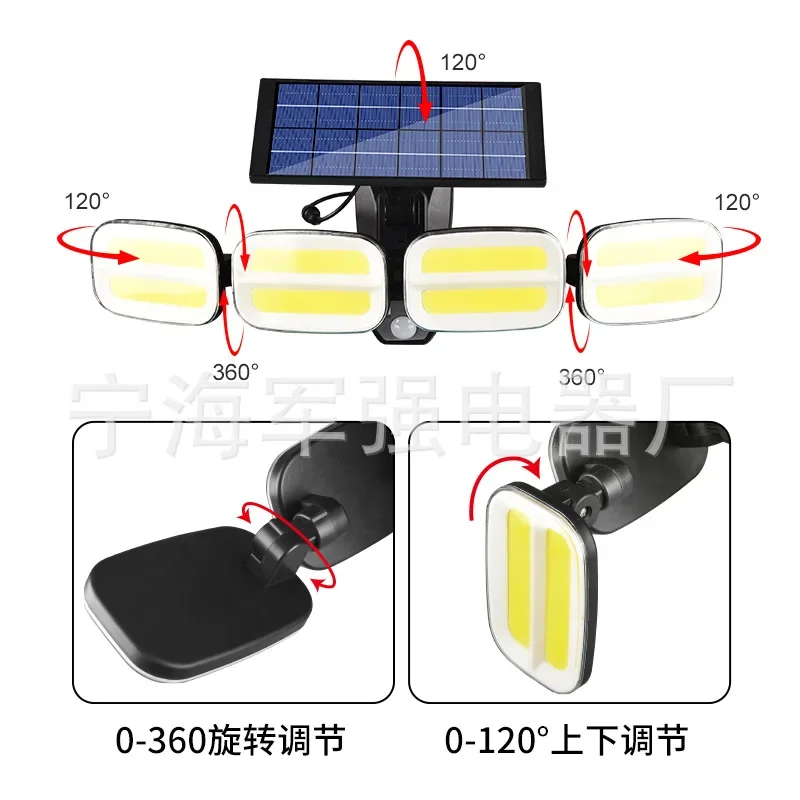 Lámpara Solar de pared para exteriores, luz de inducción de cuerpo humano para patio, calle, 200LED, 2024