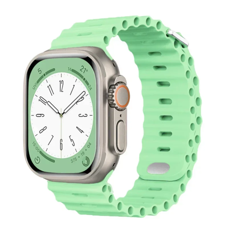 Oryginalny silikonowy pasek 1:1 Ocean do zegarka Apple 49 mm Ultra 44 mm 45 mm 40 mm 42 41 mm bransoleta iWatch seria 9 8 7 6 5 4 3 se