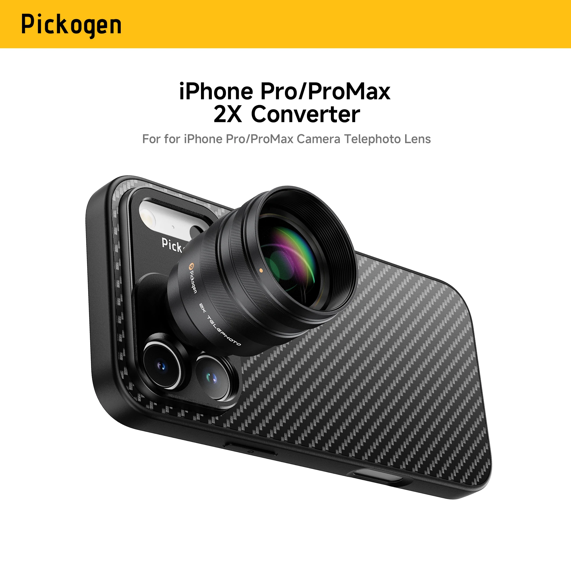 PICKOGEN 2X Converter for mobile Phone Camera Telephoto Lens, 240mm Teleconverter With Phone Case iPhone 15/16/17 Pro Max