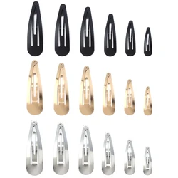 50pcs/lot Metal Water Drop Shaped Hairpins KC Gold BB Hair Clips Snap Barrettes For DIY Fashion Headwear Jewelry Accessories