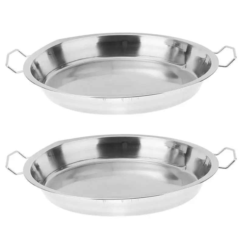 

2pcs Stainless Steel Plate with Handle Durable and Easy to Clean Perfect for Serving Snacks and Desserts at Parties and Events