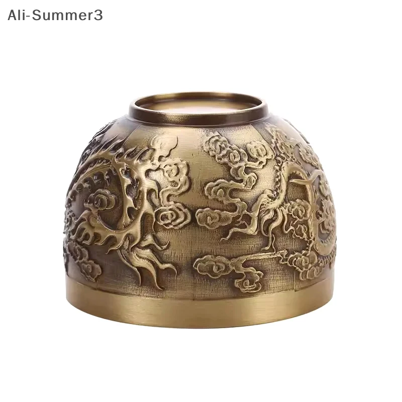 Szczęśliwy Feniks Cylinder Ozdobny Tradycyjny Ręcznie Rzeźbiony Mosiężny Kubek do Picia Czysty Mosiądz Mosiężna Miska Feng Shui Ozdoba Przynosząca Szczęście