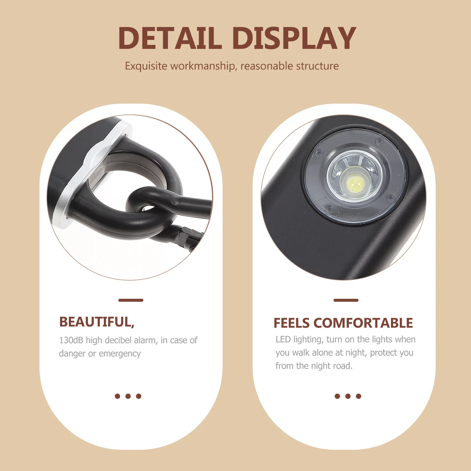 Rechargeable Personal Alarm Keychain 130Db LED Safety for Elderly Children Emergency