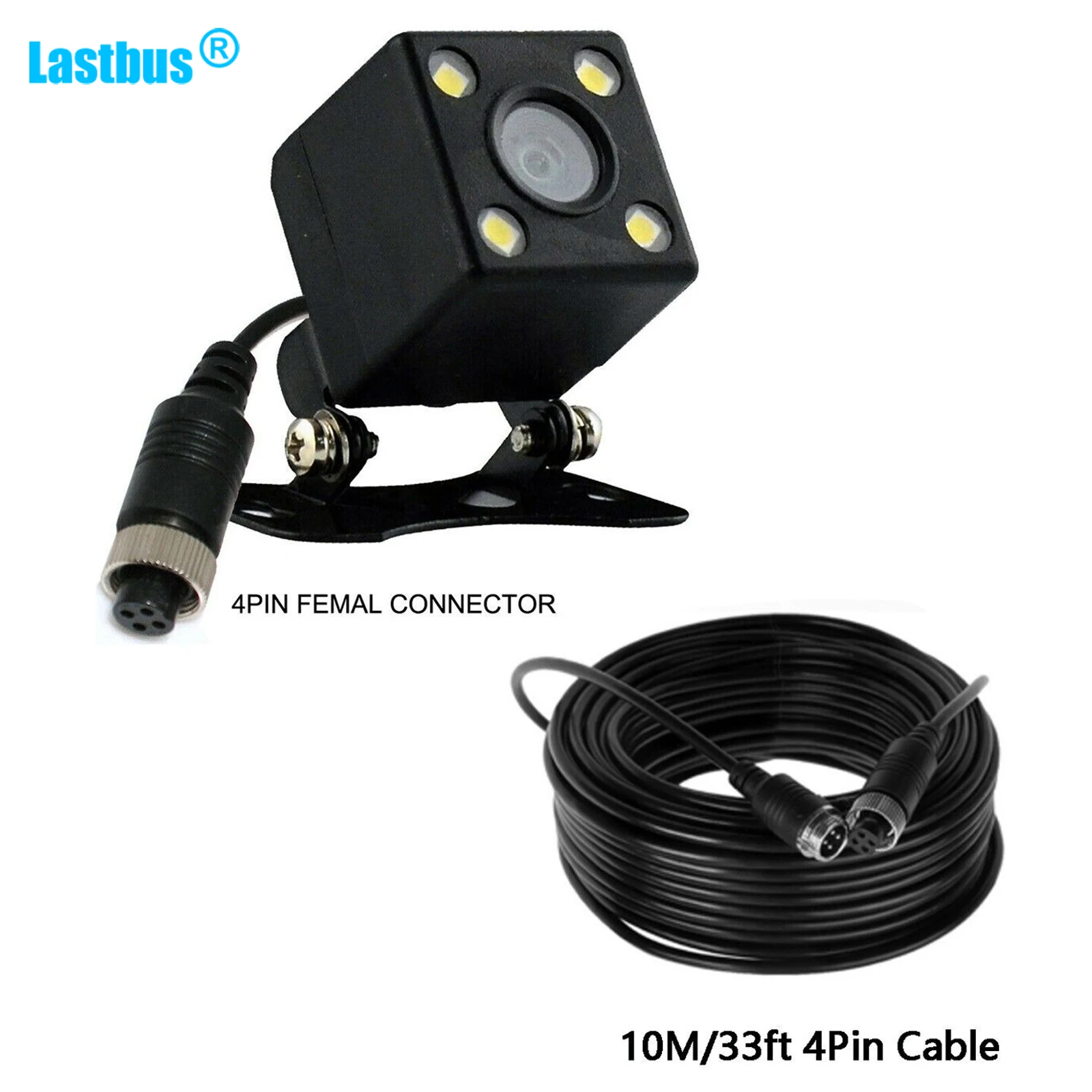 

Lastbus Mini 4 Pin Reverse Camera Car Rear View Backup+5m Extension Cable for Truck Bus