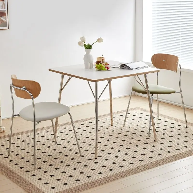 Sillas de comedor de ocio nórdico ligeras, Sillas simples de lujo, silla de respaldo de acero inoxidable para cafetería, muebles de comedor