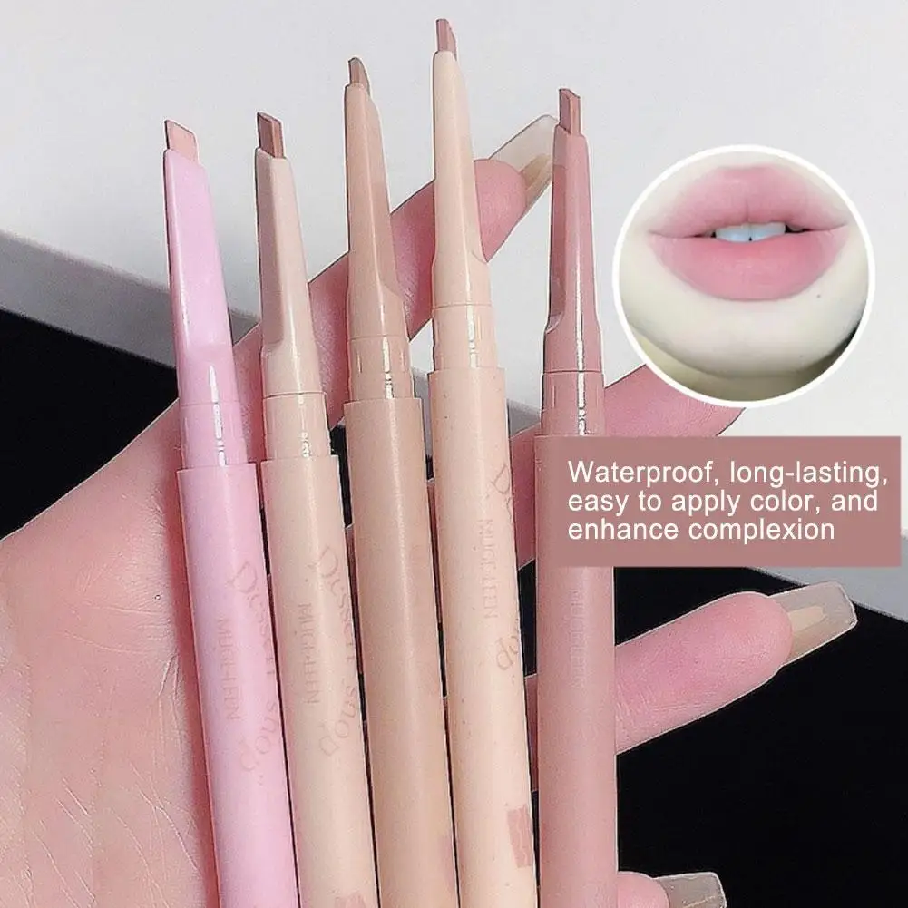 5 Colors Matte Lip Liner Lipstick Pen Long Lasting Cosmetics Non-stick Soft Pencil Velvet Makeup Lipliner Cup Smooth Waterp E1D5