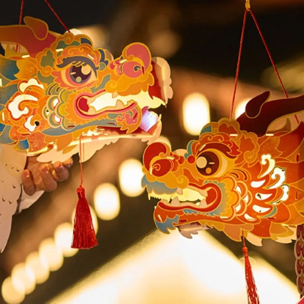 

Handmade Dragon Head Lantern Chinese Style DIY DIY Lantern Glowing Making Material Package Luminous Handheld Lanterns