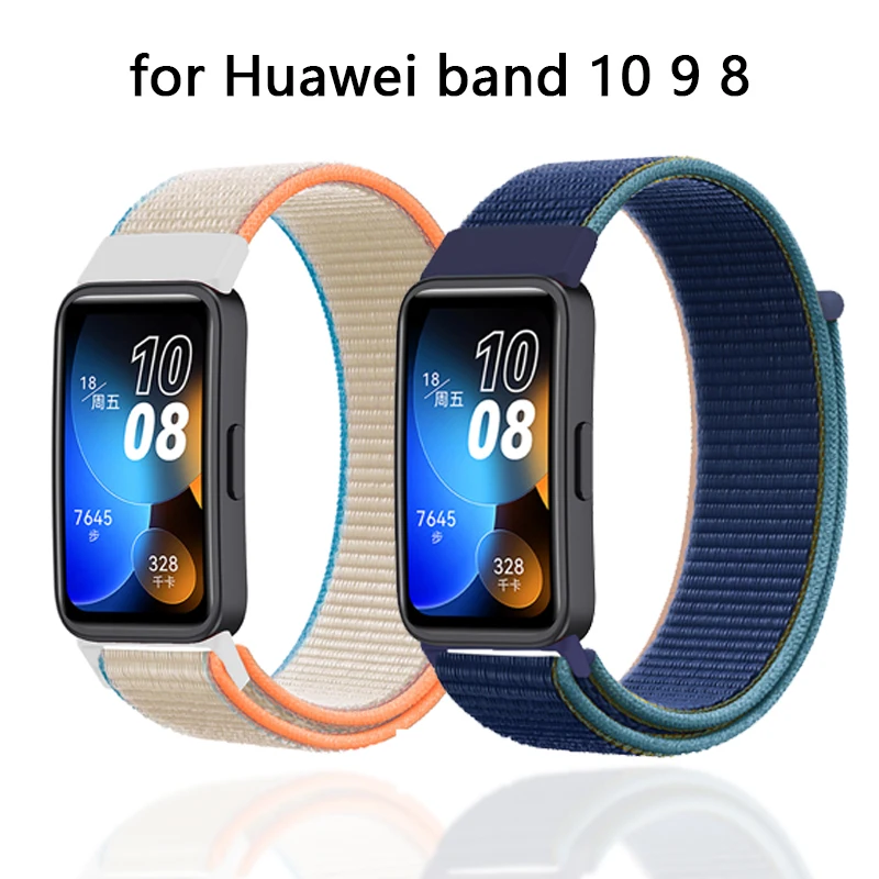 Huawei Band 10スマートウォッチ用ナイロンループストラップ、調節可能なベルトリストバンド、Huawei Band 9/8/10アクセサリー用スポーツブレスレット