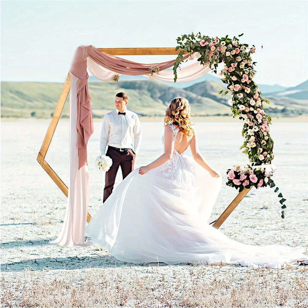 

Heavy Duty Wedding Party Arch Door Background Hexagon Flower Arbor Stand